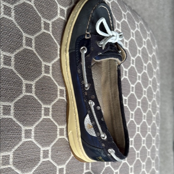 Sperry Dark Blue Boat Shoes with Light Gray Laces - Picture 11 of 13